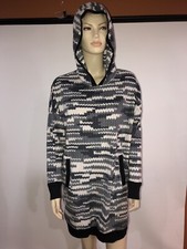 Simply Vera Wang Womens Sleep Lounge Tunic Hooded Fleece Long Sleeve Gray