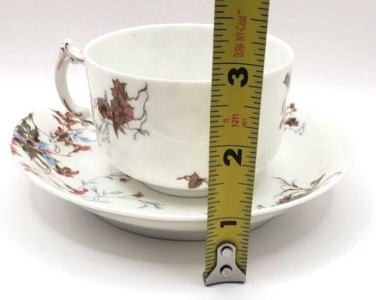 Vintage Haviland Cherry Blossoms Pink Brown Porcelain Teacup and Saucer