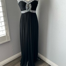 City Triangle Juniors Prom Jeweled Black Dress Long Dress prom gown dress Size 7