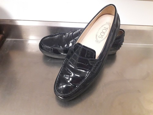 Tod's Scarpe Mocassini Donna 39,5 OW0 Blue Lucido Fettuccia Tacco Basso  Gommini | eBay