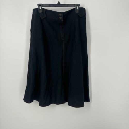 Peruvian Connection linen blend skirt size 14 blue light denim knee length - Picture 2 of 8