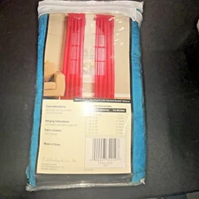 Blue Sky Turquoise Teal Sheer Curtain Panel Attached Beaded Valance 50" x 95"