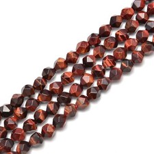Red Tiger Eye Faceted Star Cut Beads 8mm 15.5" Strand