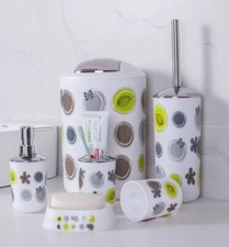Image of Luxury Bathroom Accessory Set 6-Piece Modern Bath Set - Soap Dish & Toilet Brush