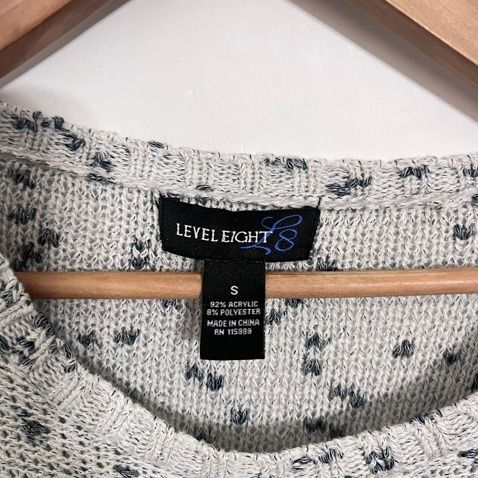 Level Eight Womens Sweater Size S Grey Dotted Scoop Neck Acrylic Blend