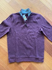 NWT Tasso Elba Knit Quarter Zip Pullover Sweater Plum Small 100 Cotton -