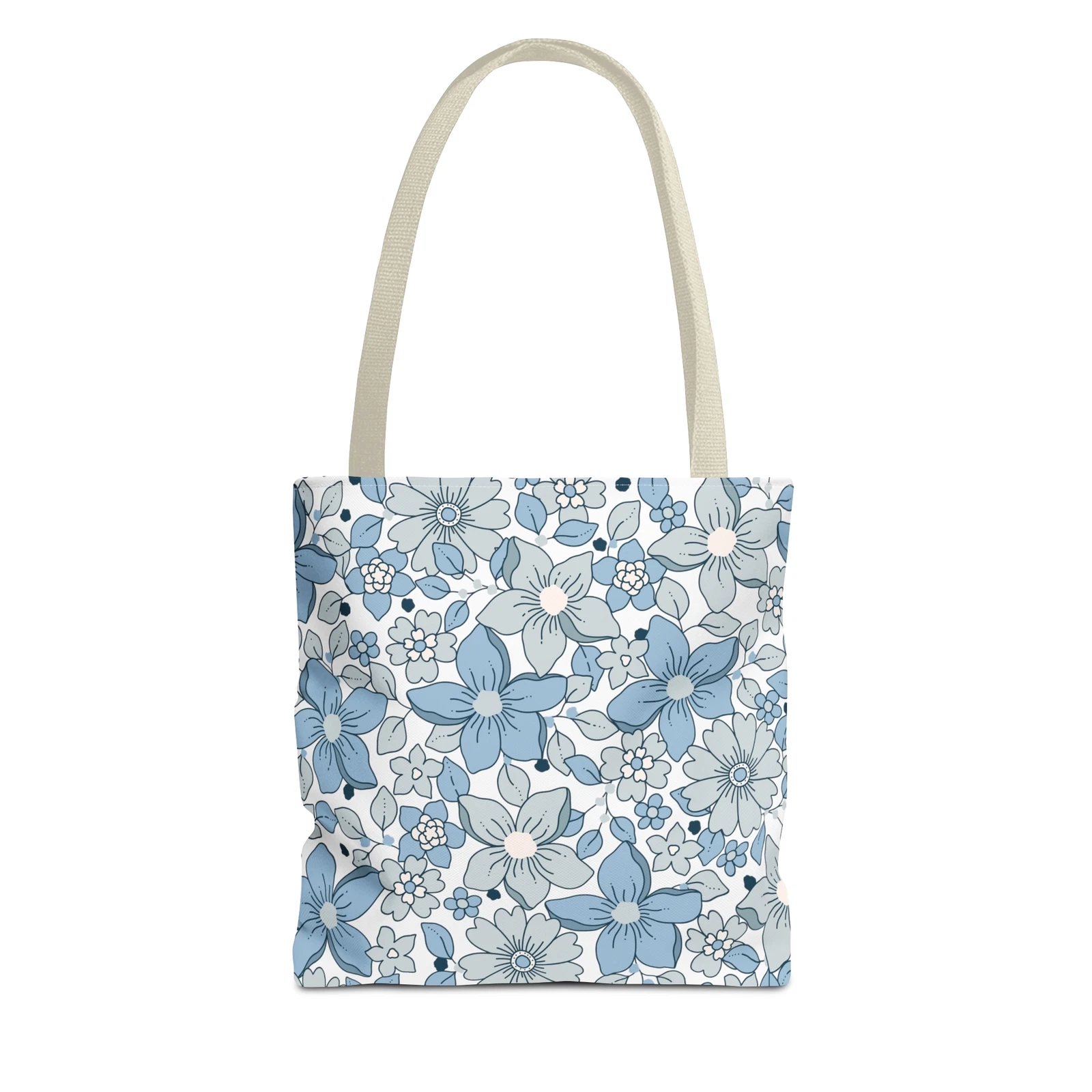 Blue And Grey Flowers Tote Bag (AOP)