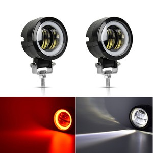 2x 3 Inch Round LED Work Light Driving Spot Pods Angel Eye Fit Motorcycle SUV