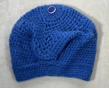 Crocheted Handmade Kids Beanie Blue Winter Hat Slouchy