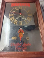 Vintage Beefeater Mirror/Clock Tested Working