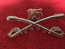 US ARMY 15TH CAVALRY CROSSED SABERS LARGE HAT PIN SUITABLE FOR A STETSON HAT