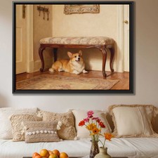 Corgi Oil Painting Dog Canvas Print Vintage Corgi Wall Art Living Room Decor