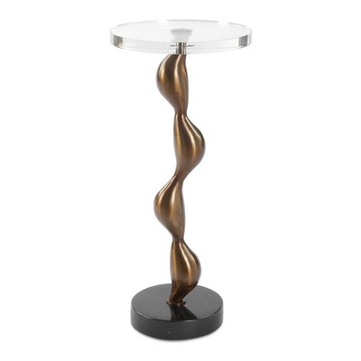 Uttermost 50163 Remolino Wave Bronze Marble Crystal Accent Drink Table