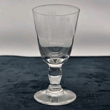 Crystal Port Glass Stemmed With Etching of Lincoln Cathedral 11.5cm Height Vtg