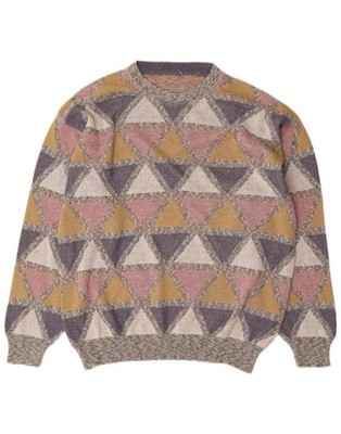 Vintage Herren Rundhals Pullover Sweater Large Bunt Argyle/Diamant DD10