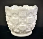 Vintage Westmoreland Old Quilt Pattern Milk Glass Planter Sawtooth Edge EUC