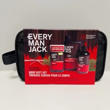 Every Man Jack Gift Set Cedarwood Body Wash Deodorant Shampoo Doppler Kit