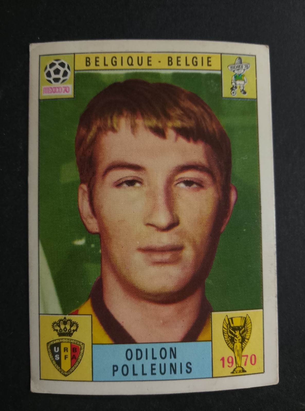 FIGURINA MEXICO 70 WORLD CUP PANINI BELGIQUE POLLEUNIS RED BACK AS IN PICTURE