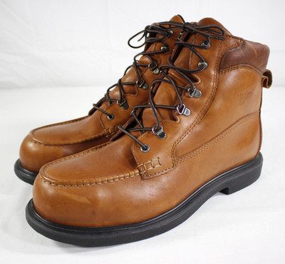 Vintage Red Wing Boots Men's 15 D Muscle Shoe Moc Steel Toe EH 8'' Leather Brown