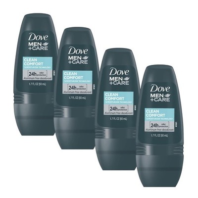Men+Care Clean Comfort, 4-Pack Aluminum Free Roll-On Deodorant - Fresh Scent