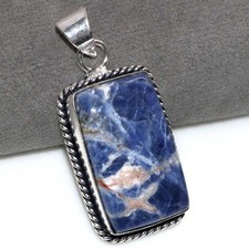 Pretty Sodalite 925 Silver Plated Pendant 2