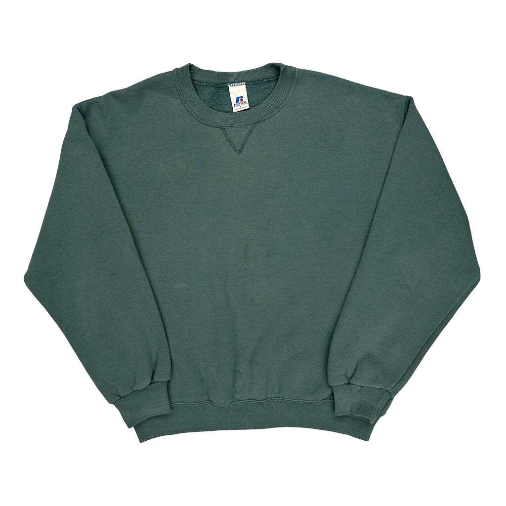 90s Blank Russell Athletic Sweatshirt - Large Green Cotton