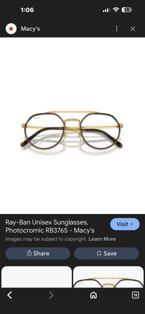 Ray-Ban RB3765 9196/GI Aviator Gold Metal Eyeglasses Full Rim 53