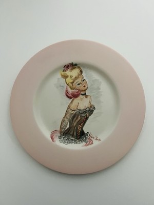 Rare 1950s Pin-up Glamour Girl Trinket Dish 8.5 Inch- Artist Signed Helen Burke