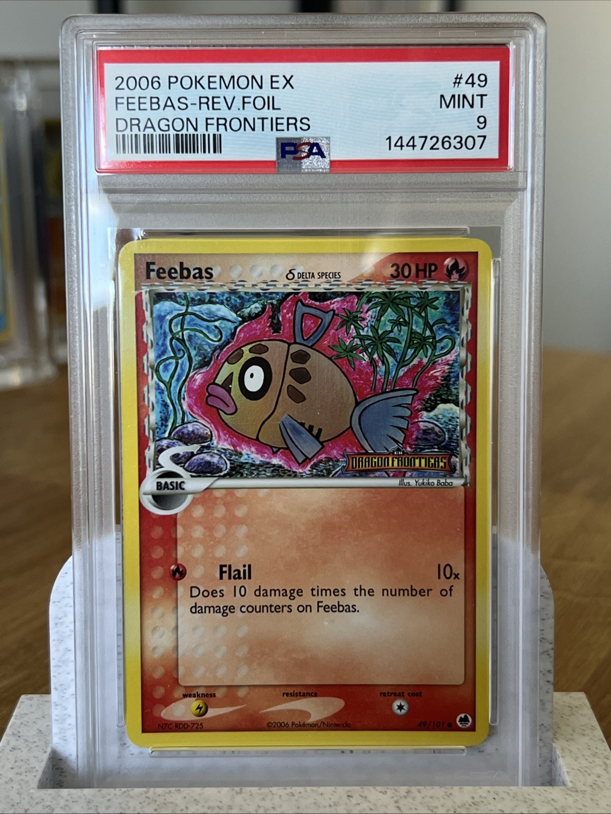 2006 POKEMON EX DRAGON FRONTIERS #49 FEEBAS-REVERSE FOIL PSA 9