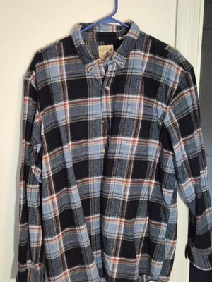 Red Head Shirt Mens 2XL Blue Plaid Flannel Button Down Outdoor Casual 