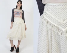 Vtg Gunne Sax Calico Skirt Jessica McClintock Midi Dusty Rose Prairie Peasant