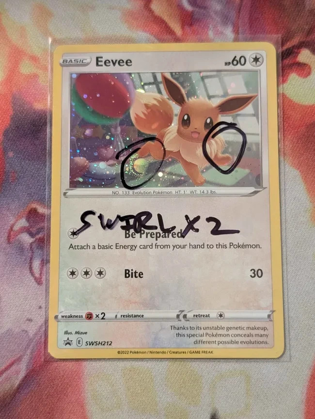 Eevee ~2x Swirl~ SWSH212 Sword Shield Black Star Promo Cosmo Holo HDLine Pokémon