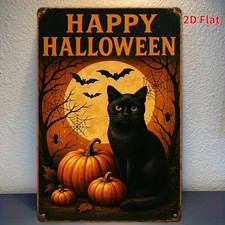 Halloween Rustic with Black Cat Tin Metal Signs Home D cor 8x12