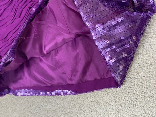 Jovani Kleid 2 lila Glitzer One Shoulder Schleppe Seide Pailletten Cocktail NEU - Bild 8 von 16