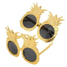 2Pcs Pineapple Party Sunglasses Golden ABS Lightweight Costume Glasses for