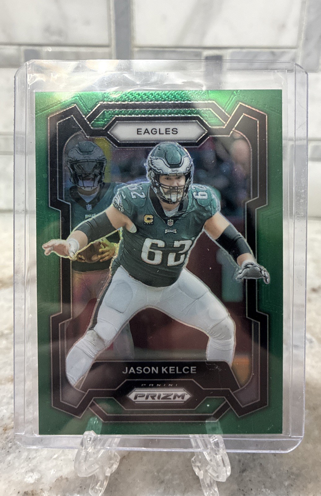 2023 Panini Prizm Jason Kelce #245 Green Prizm No. 245 Philadelphia Eagles