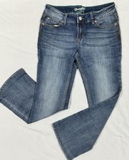 Wrangler Women  s 7/8 Bootcut Mid Rise Medium Wash Stretch Denim Jeans Blue