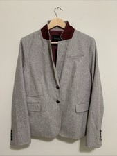 Banana Republic Women  s Wool Blend Gray Pocket Two Button Blazer Jacket Sz 14