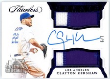 Clayton Kershaw 2019 Panini Flawless Dual Patch Auto Card 6/7 (Surface Damage)