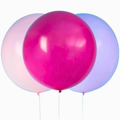 Unique Big Latex Purple, Pink & Hot Pink Party Balloons 24'', 3 Ct.