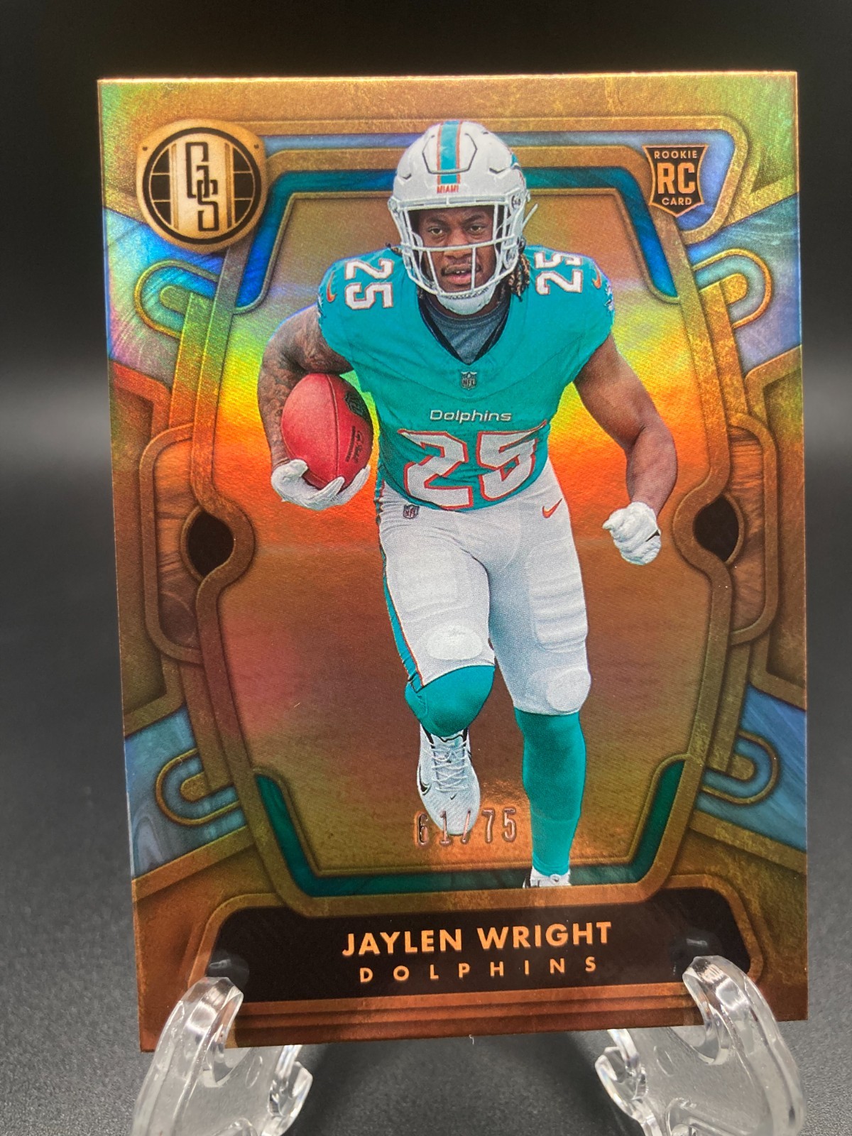 Jaylen Wright 2024 Panini Gold Standard #158 Platinum #/75 Rookie Dolphins