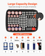 VEVOR Battery Organizer Storage Box, Battery Case Bag with Tester BT-168, Waterp