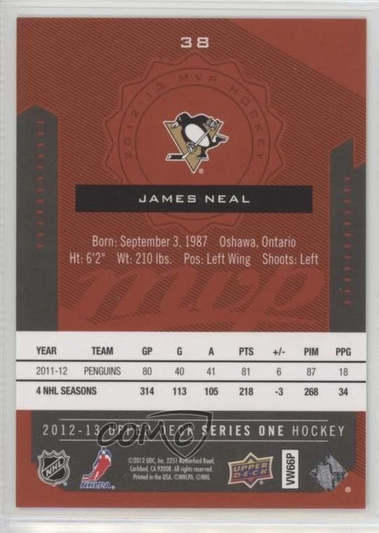 2012-13 Upper Deck MVP James Neal #38 - Image 2 of 2