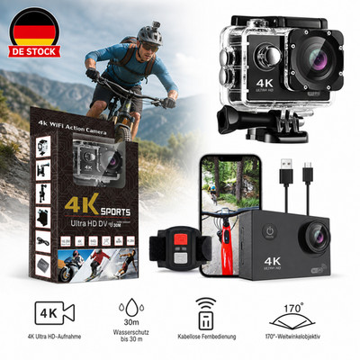 Helmkamera Action Camera Sportkamera 4K Ultra HD 20MP Wasserdicht 170° Outdoor