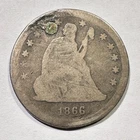 1866-S Seated Liberty Quarter Silver Rare Key Date Holed Plugged Album Filler