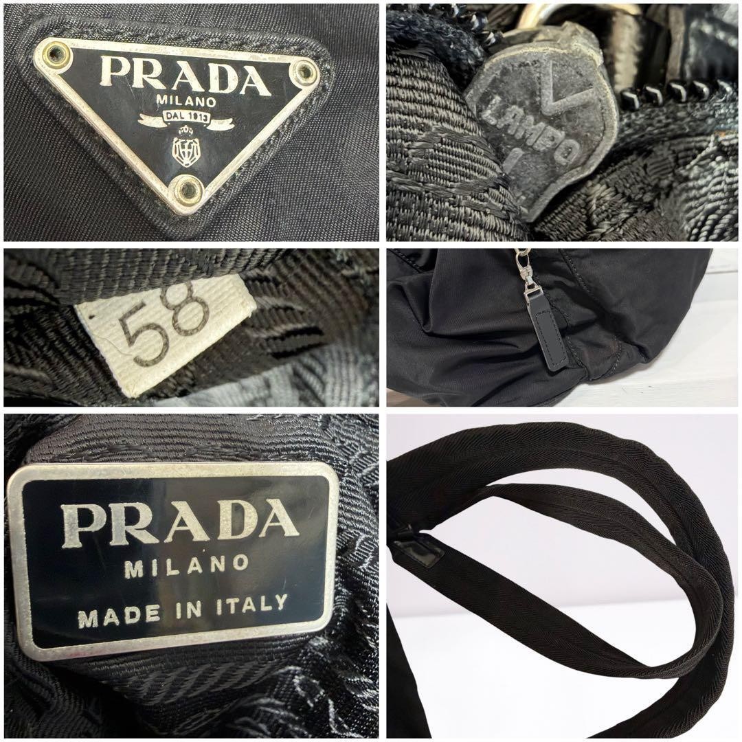 PRADA Backpack Triangle Logo Triangle Logo Black Nylon Men s Ladies Unisex fro thumbnail 10