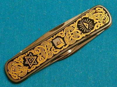 RARE VINTAGE EMIL OLSSON ESKILSTUNA SWEDEN FREEMASON MASONIC GENTS LOBSTER KNIFE