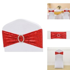 ZSJFMF Red Sequins Chair Sashes Bands with Buckles - 100 Pack