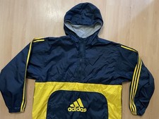 Adidas Size XL Blue/Yellow 1/2 Half Zip Lined Windbreaker Jacket Vintage 90s