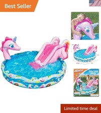 Spray 'N Splash Unicorn Pool - Inflatable Kids Water Slide, 78" x 60" x 32"